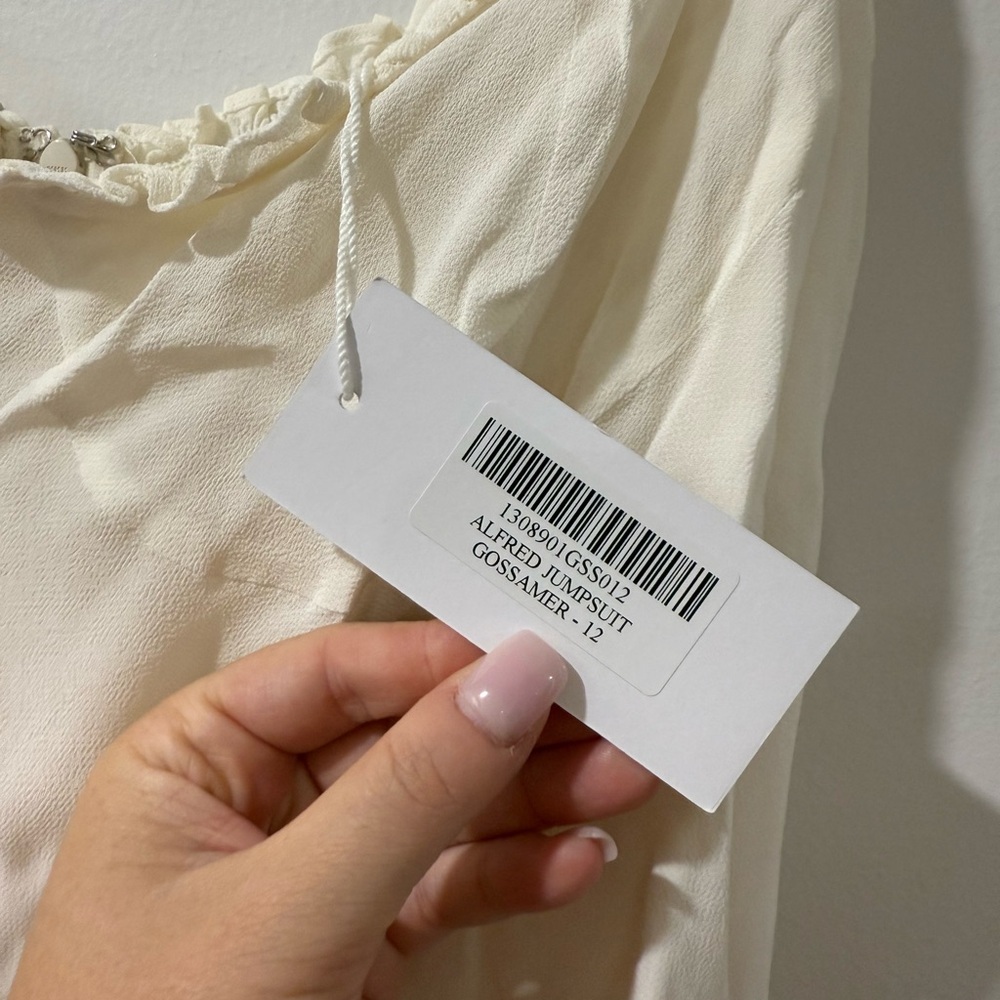Reformation Ivory Wide-Leg Jumpsuit 🤍 | Sweetheart Neckline – Size 12 - Picture 13 of 16